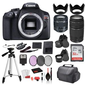 Canon EOS Rebel T6 Digital SLR Camera WITH 18-55mm Lens  EF 75-300mm Lens   SanDisk 32gb SD Card   3PC Filter Kit   MORE Top Quality Cheap Pice