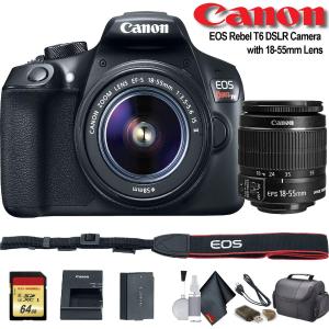 Canon EOS Rebel T6 DSLR Camera with 18-55mm Lens (1159C003) - Starter Bundle High Quality Buy Online