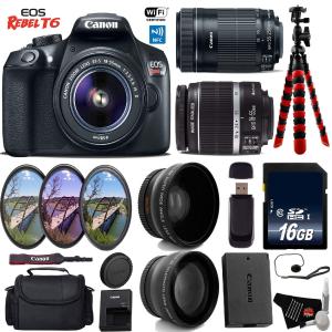 Canon EOS Rebel T6 DSLR Camera with 18-55mm is Lens & 55-250mm is STM Lens   UV FLD CPL Filter Kit Base Bundle Clearance Great Deals
