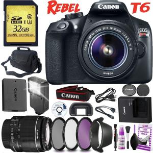 Canon EOS Rebel T6 DSLR Camera 18-55mm Lens Carrying Case Cleaning Kit Bundle Online Cheap Pice