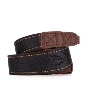 EDDYCAM Elk Leather Vintage Neck Strap, 35mm Wide, Black/Natural with Natural Stitching Clearance Perfect