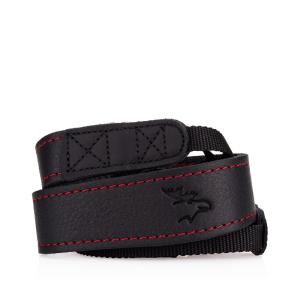 EDDYCAM Elk Leather Neck Strap, 35mm Wide, Black/Black with Red Stitching Outlet New
