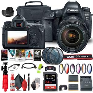 Canon EOS 6D Mark II Camera with 24-105mm f/4L II Lens (1897C009) Travel Vlogger Bundle Discount Latest Collections