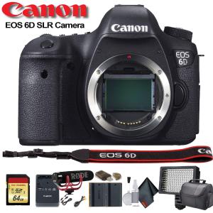 Canon EOS 6D DSLR Camera (8035B002) W/Bag, Extra Battery, LED Light, Mic, Filters and More - Advanced Bundle Cheap High Quality