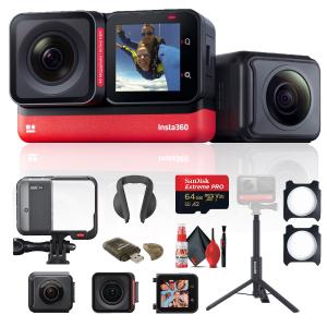 Insta360 ONE RS Twin Edition   Selfie Stick   Lens Guard   64GB Card Starter Bundle Affordable Sale Online