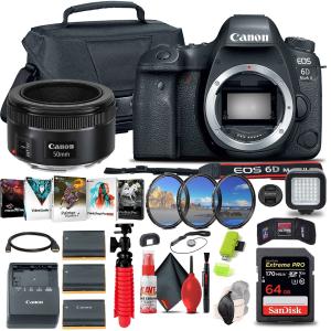 Canon EOS 6D Mark II DSLR Camera (1897C002)   Canon EF 50mm Lens All in One Bundle Best Deals