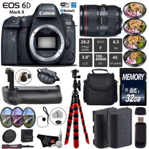 Canon EOS 6D Mark II DSLR Camera with 24-105mm f/4L II Lens   Professional Battery Grip   4PC Macro Filter Kit   LED Kit Starter Bundle Recommend Online