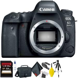 Canon EOS 6D Mark II DSLR Camera (Body Only)   64GB Memory Card   Mega Accessory Kit   1 Year Warranty Base Bundle Cheap Sale Online Online