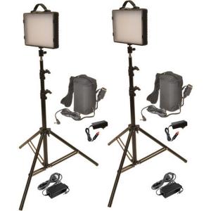 Bescor LED200KB Dual 300W LED Studio Light and Battery Kit Authentic Online