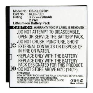 Battery to suit KODAK KLIC-7001 3.7V 720mAh Li-ion For Cheap