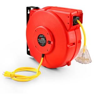 Pre-Owned ReelWorks Extension Cord Reel - 12AWG x 80Ft, 3 Grounded Outlets, Max 15A In China Cheap Online
