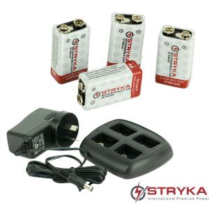 Stryka 4 x 9V Lithium & Charger Combo Buy Cheap Pre Order