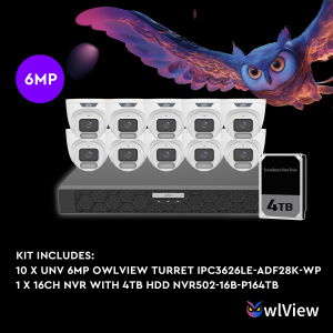 UNV OWLVIEW 6MP 16CH KIT WITH 10*OWLVIEW TURRET CAMERAS Low Pice For Sale