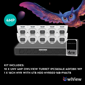 UNV OWLVIEW 4MP 16CH KIT WITH 10*OWLVIEW TURRET CAMERAS Outlet Pay With Paypal