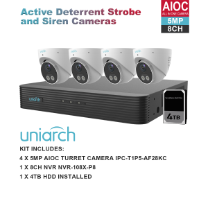 UNIARCH 5MP 8CH AIOC WITH 4*AIOC CAMERAS Free Shipping 2025 Unisex