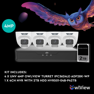UNV OWLVIEW 4MP 4CH KIT WITH 4*OWLVIEW TURRET CAMERAS Sale Official