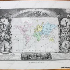 1850 - Planisphere. - Antique Map Extremely Cheap Pice