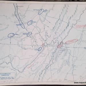 1948 - Chickamauga Campaign, Situation 15 August and Union Plan of Advance Beginning 16 August, 1863 (Plate 91) - Antique Map Perfect For Sale