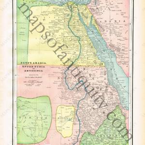 1894 - Egypt, Arabia, Upper Nubia and Abyssinia, verso: Alexandria (Egypt), and A Map of Cyprus - Antique Map Free Shipping Real