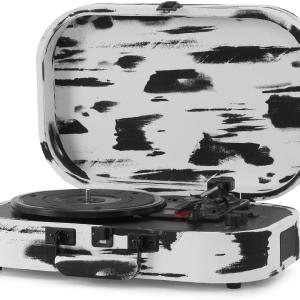 Crosley CR8009B-BW Discovery Vintage Bluetooth in/Out 3-Speed Belt-Driven Suitcase Vinyl Record Player Turntable, Black & White (Open Box) Footlocker Finishline Online