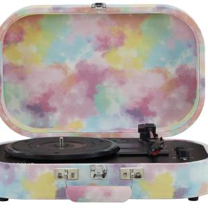 Crosley CR8009B-TD Discovery Vintage Bluetooth in/Out 3-Speed Belt-Driven Suitcase Vinyl Record Player Turntable, Tie-Dye Buy Online