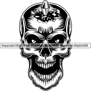 Bullet Eyes Scary Skull Head Evil Horror Tattoo Skeleton Skeleton Grunge Gothic Spooky Face Logo Clipart SVG Cheap Best Store To Get