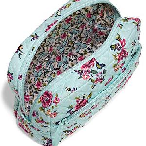 Vera Bradley Iconic Large Cosmetic Case/Bag, Signature Cotton, Aqua/Water Bouquet Outlet Shop