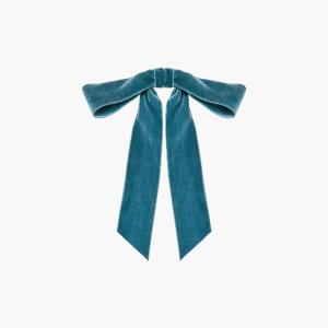 Adley Velvet Bow Barrette -- Azul The Cheapest Cheap Pice