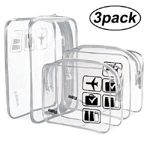 (3 Pack) Anrui Tsa Approved Clear Toiletry Bag Travel Carry On Airport Airline Compliant Bag New Online