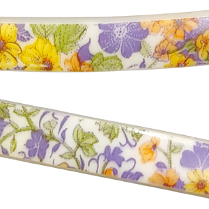 60s 70s Deadstock Yellow Purple Floral Barrettes Clearance Purchase