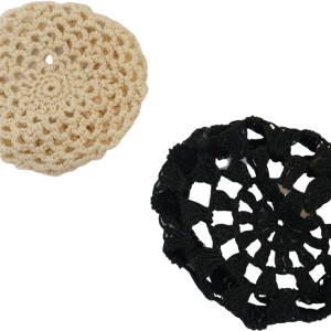 Vintage Cream and Black Crochet Knit Hair Bun Covers Set of Two Clearance Best Seller