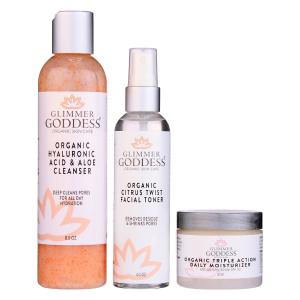 Organic 3 Step Anti-Aging Skin Care Kit - Cleanse, Tone, Hydrate Low Cost Sale Online