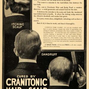 1901 Ad Cranitonic Hair Food Scalp Treatment Dandruff - ORIGINAL ADVERTISING EM2 Free Shipping Manchester
