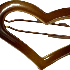 60s Mod Vintage Brown Heart French Barrette Reliable Cheap Online