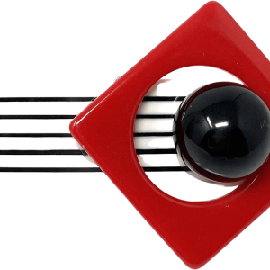 80's Red and Black Geometric Hair Clip Sale 100% Authentic