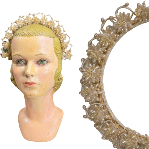 Vintage 30s 40s Pearlized Wax Flower Crown Bridal Orange Blossom Headband Outlet Locations