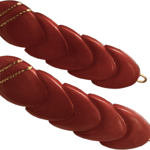 70's Red French Barrettes with Gold Thread Detail Outlet Lowest Pice