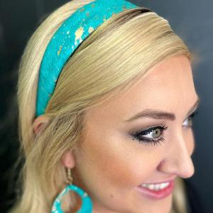 "Penelope" Faux Hide Hair Headband (Turquoise) Outlet Clearance Store