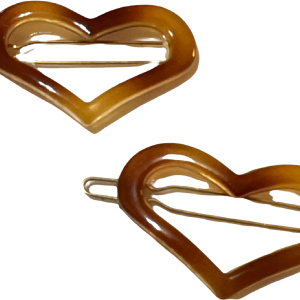 60s/70s Brown Heart Barrettes Made In France, Deadstock Manchester