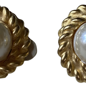 80s/90s Gold-tone Colored Twist With White Clip-ons Best Pices Cheap Pice