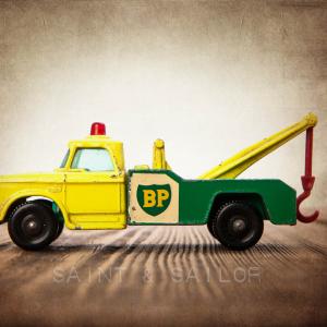 Vintage Green and Yellow Tow Truck Sale Shop Offer