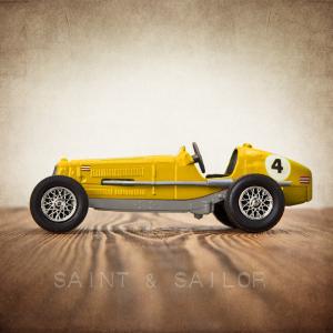 Yellow No.4 Vintage Race Car Discount Best