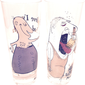 Vintage 80s Pop Culture Tall Drinking Glasses Featuring Hangover Theme Original Online