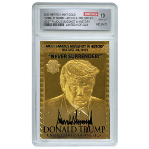President Trump Mugshot Gold Card - Black Overstamp - Individually Numbered (Limited Run of 2024 Units) Cheap Sale Big Sale