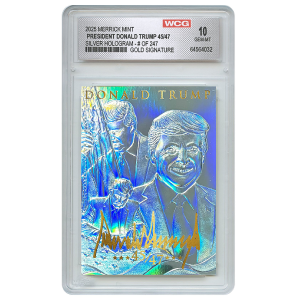 President Trump 45/47 - Silver Hologram Sculpted Gold Signature Trading Card (Only 247 Made) Latest Collections Online