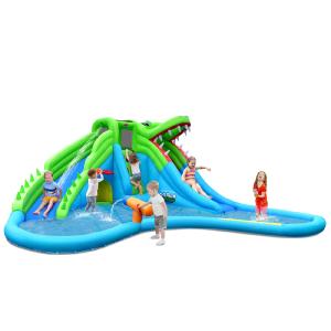 BOUNTECH Inflatable Water Slide for Kids | 7 in 1 Crocodile Mighty Water Park Deals
