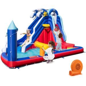 BOUNTECH Inflatable Water Slide, Dolphin Themed Kids Waterslide Park for Outdoor Fun Discount Order
