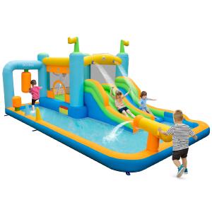 BOUNTECH Inflatable Water Slide, Boxing Themed Water Bounce House with Double Waterslides for Kids Backyard With Mastercard Online