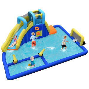 BOUNTECH Inflatable Water Park | 6-in-1 Bounce Pool Slide w/ Curved Slide Pay With Paypal For Sale