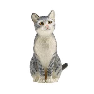 Schleich 13771 Figurine Cat Sitting, Plastic, Gray/White Buy Cheap Free Shipping